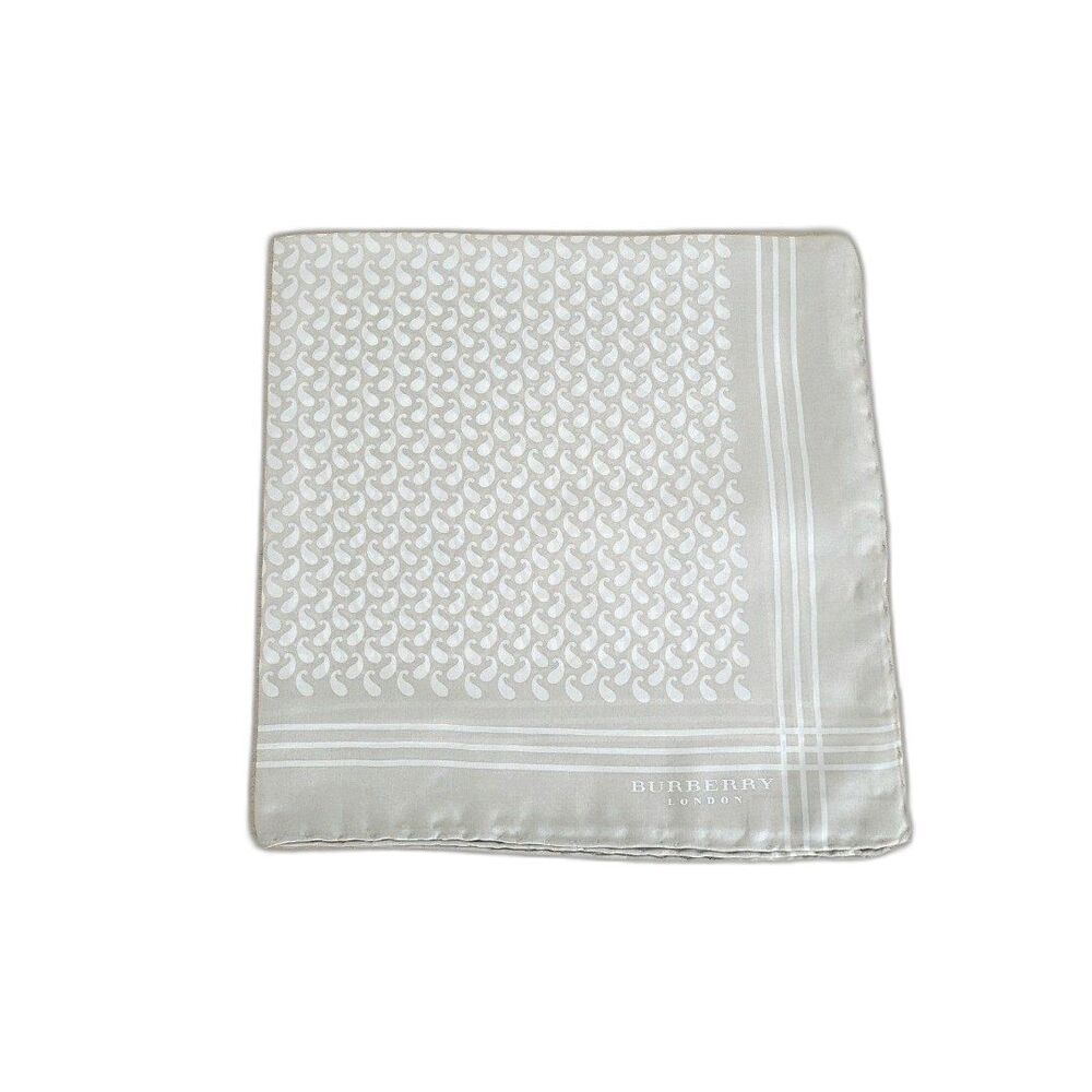 Burberry Mini Paisley Gray Silk Pocket Square - Picture 3 of 4